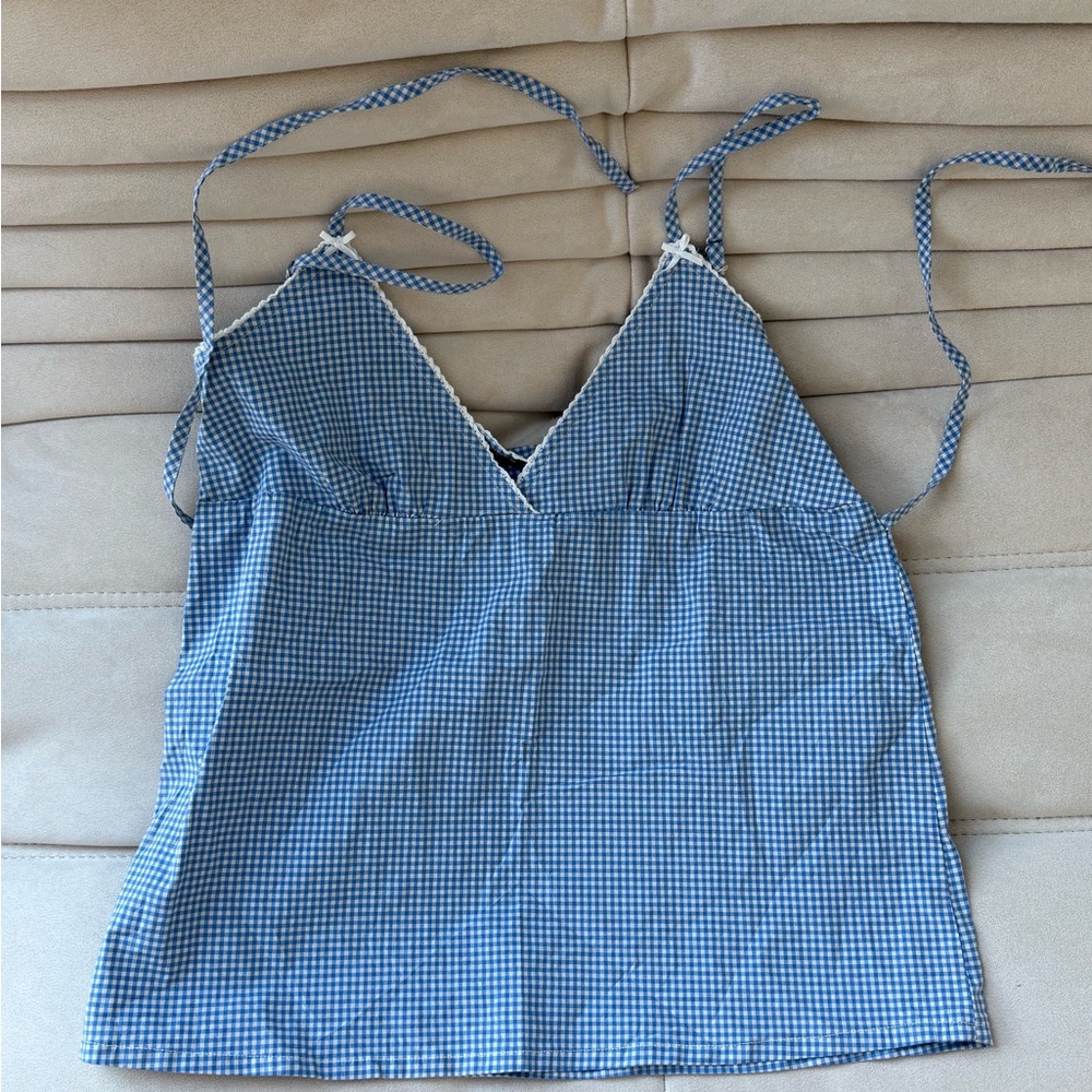 Brandy Melville Edith Tank Top Blue Gingham